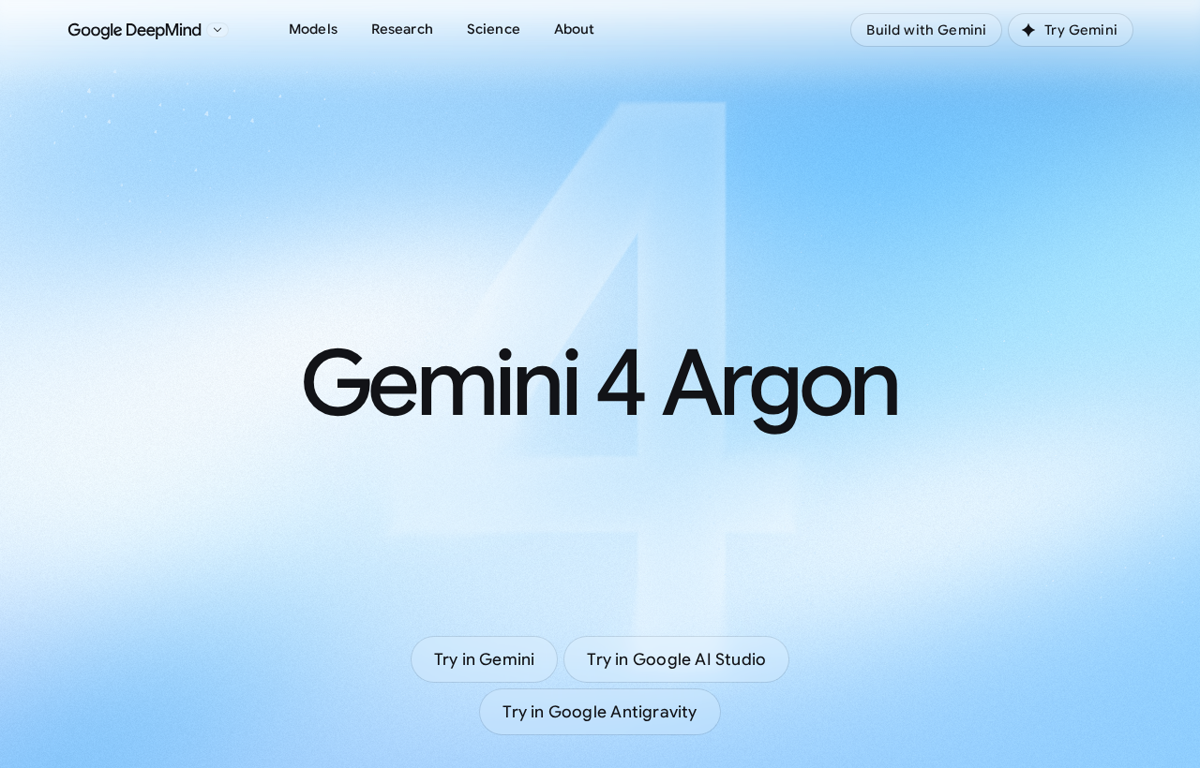 Google DeepMind's own Gemini 4 Argon model page