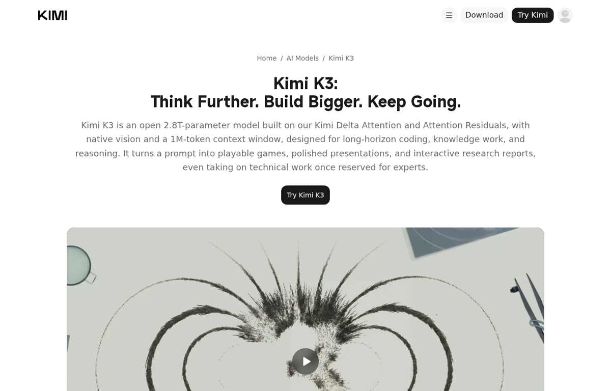 Moonshot's own Kimi K3 model page