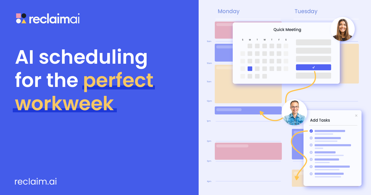 Reclaim.ai, showing the AI calendar product