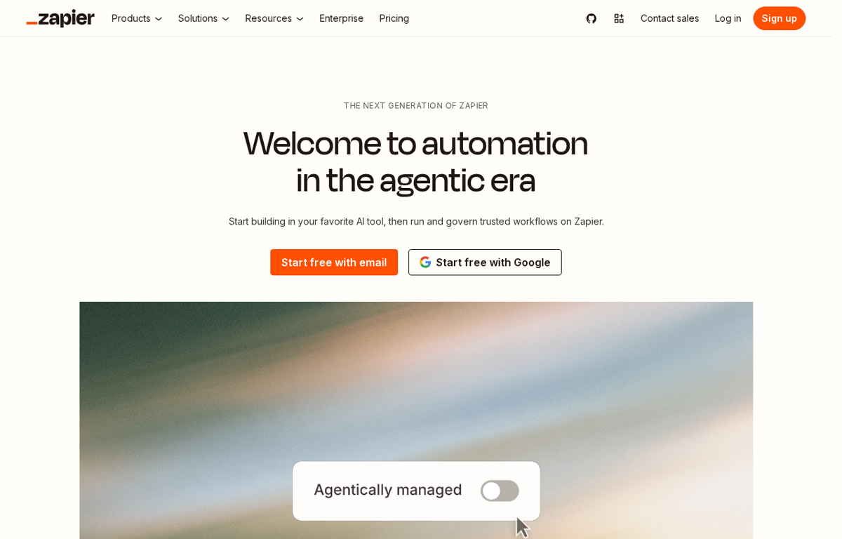 The Zapier website showing the automation platform