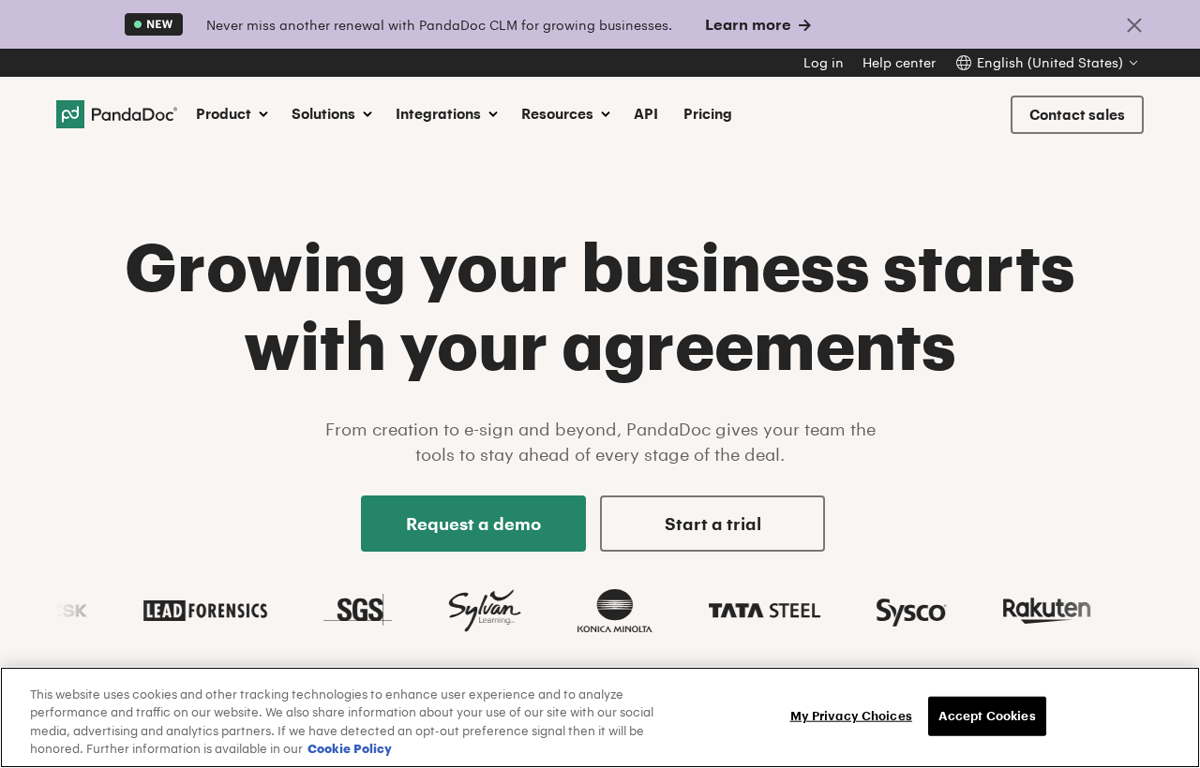 The PandaDoc website showing its document platform