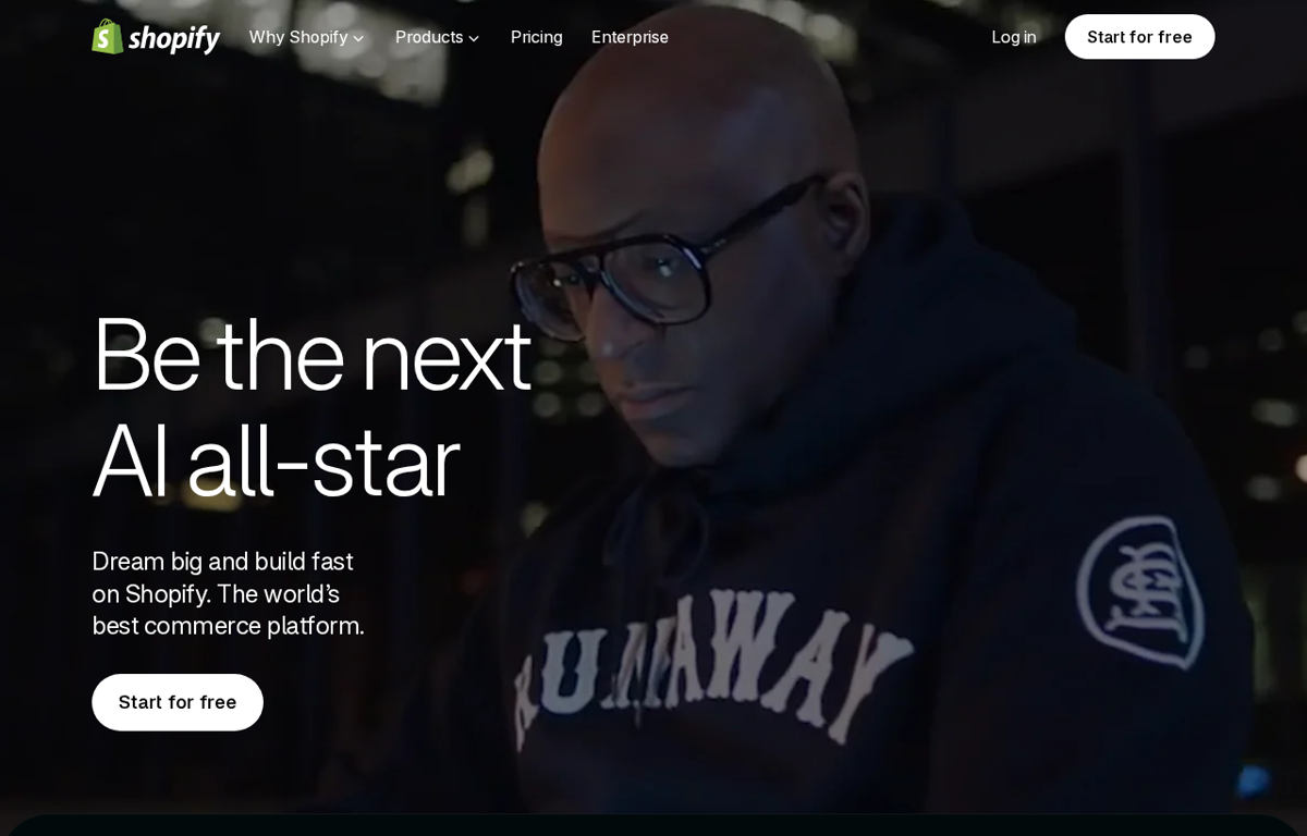 The Shopify website showing its commerce platform