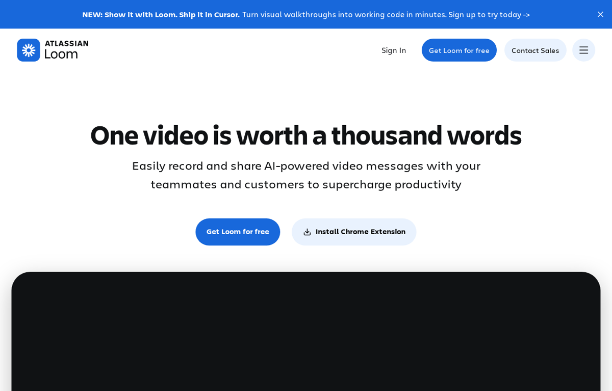 The Loom website showing its screen and camera recording tool